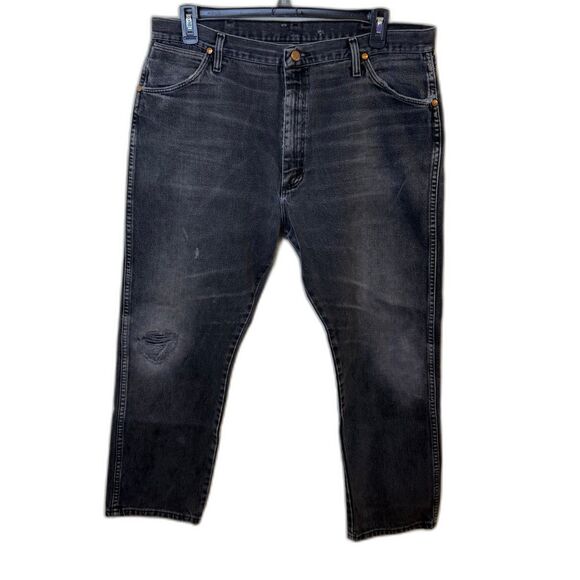 Wrangler Men's Jeans Black Denim Straight Leg Cotton Size 40x30 - Picture 1 of 8